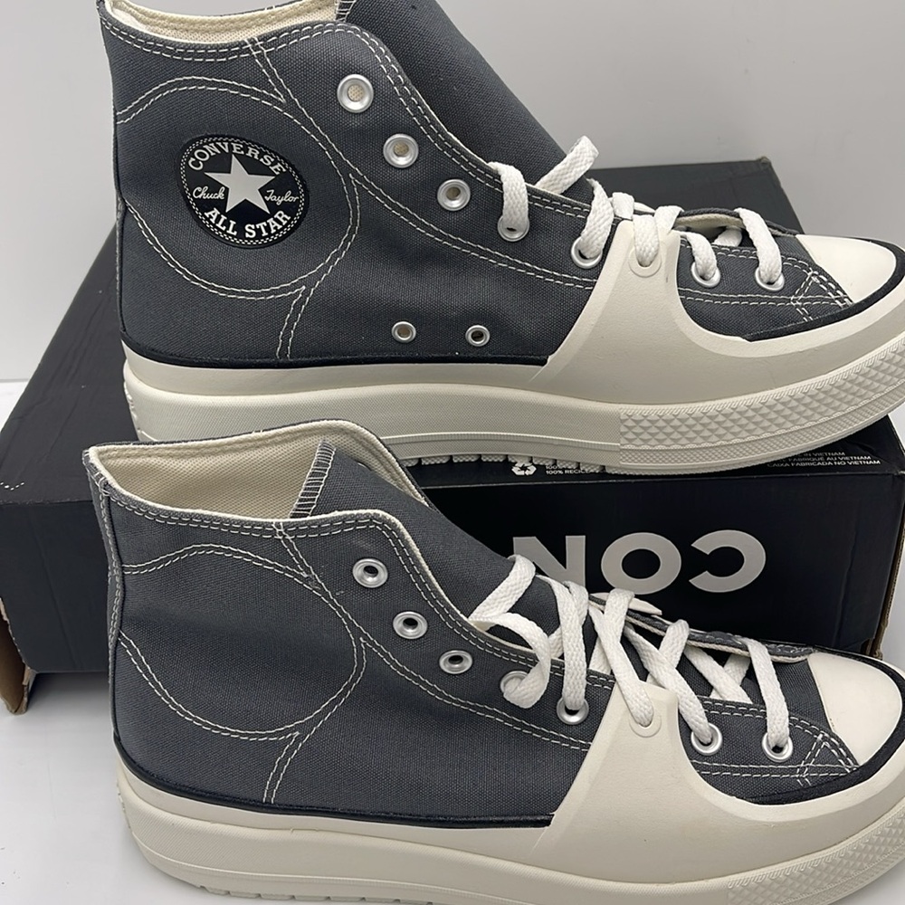 Converse Men’s A05116C CTAS CONSTRUCT HI CYBER GREY/VINTAGE WHITE/EGRET Platform - Picture 2 of 16
